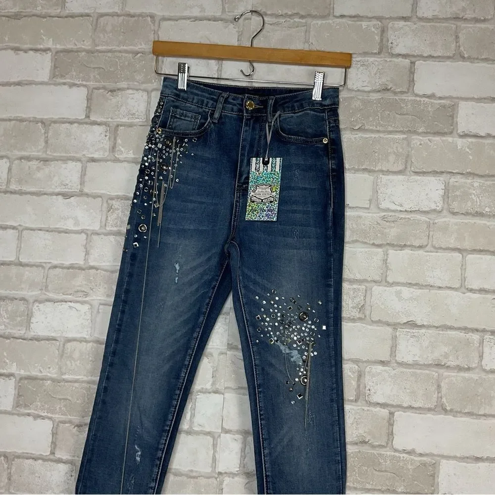 Denim Couture embellished blue