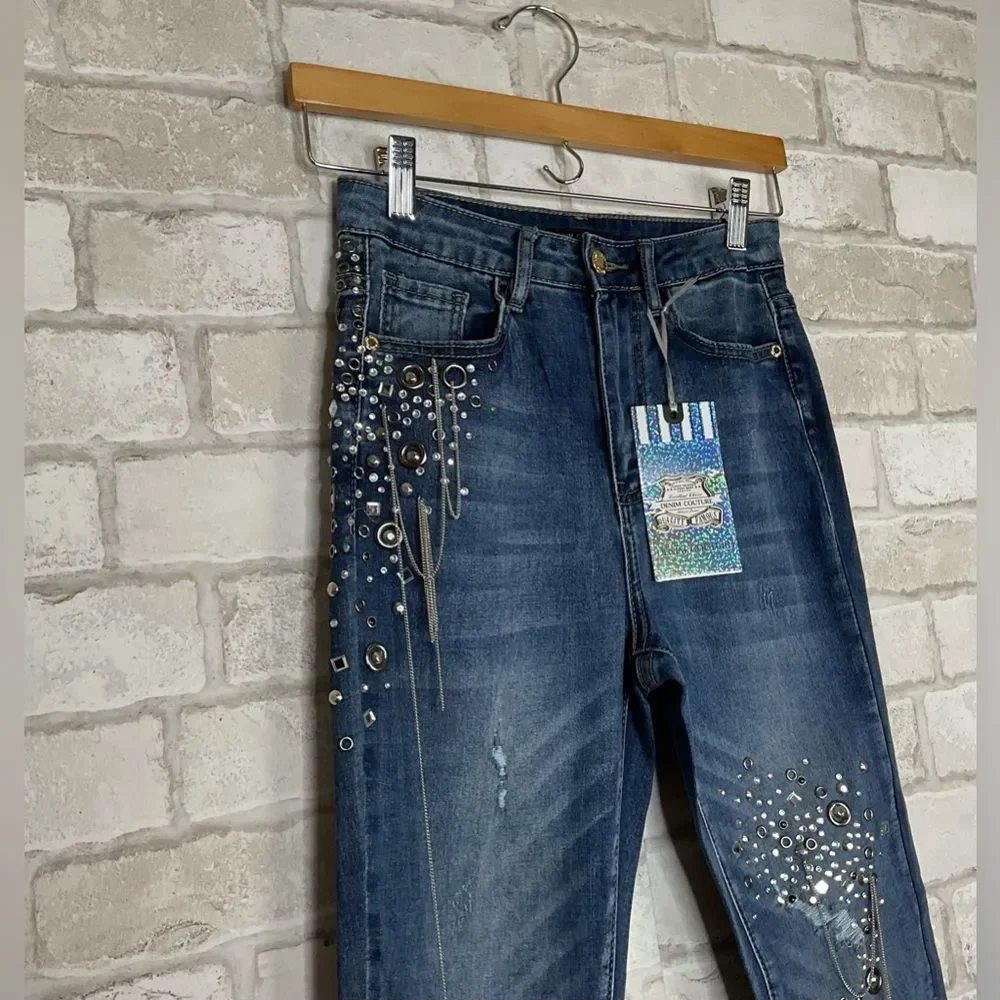 Denim Couture embellished blue