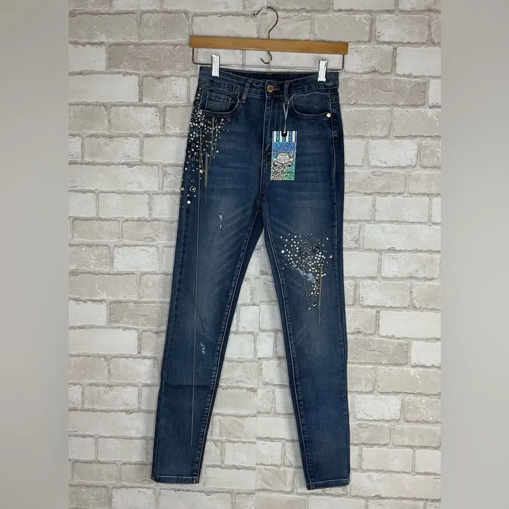 Denim Couture embellished blue
