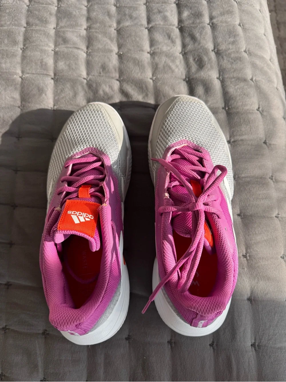 adidas Women's Pink, White & Orange Hard Court Tennis Shoes
