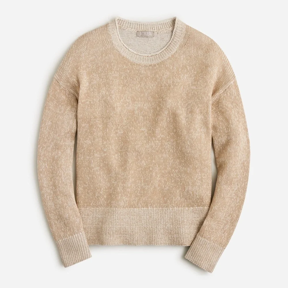 J. Crew Tan Relaxed cotton-linen blend beach sweater