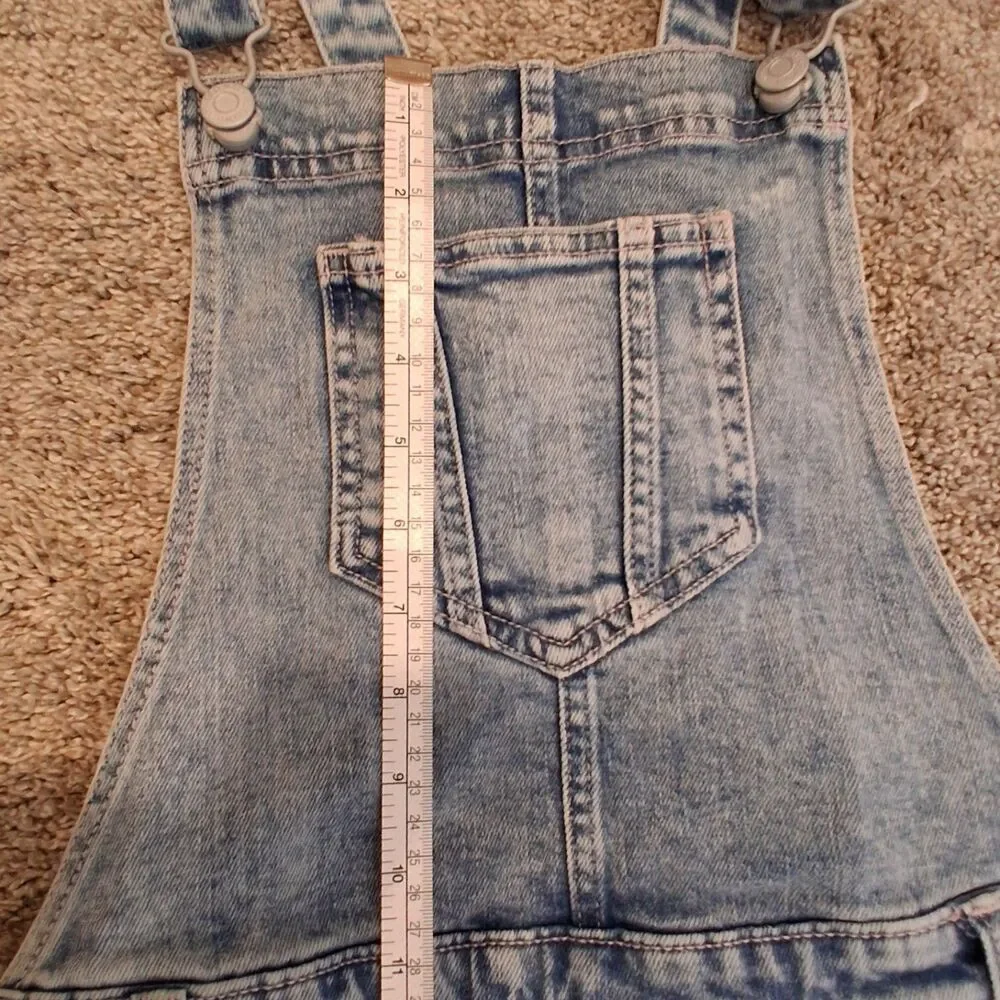 Blue Denim Overalls Old Navy Pockets , Side zip, Skinny Size 4