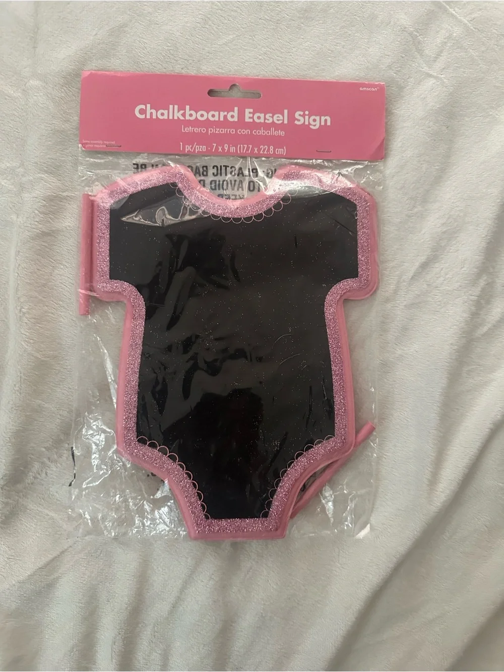 Chalkboard Easel Sign Kids Onesie Shape - Pink