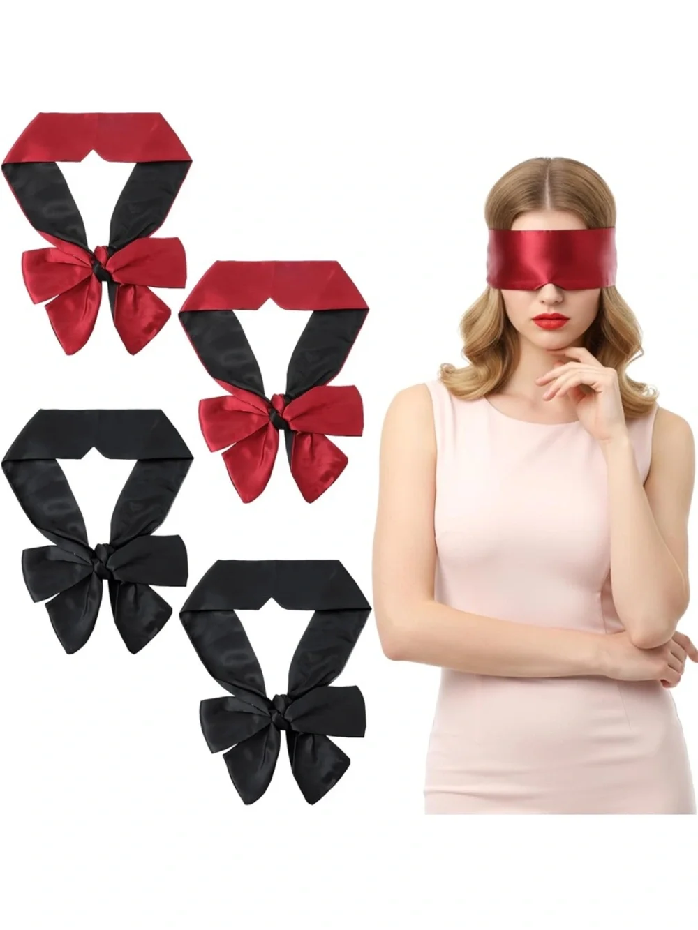 4 Pcs Silk Satin Blindfolds for Adult Couples