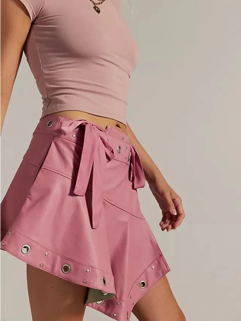 Free People Cassis Vegan Leather Wrap Skirt