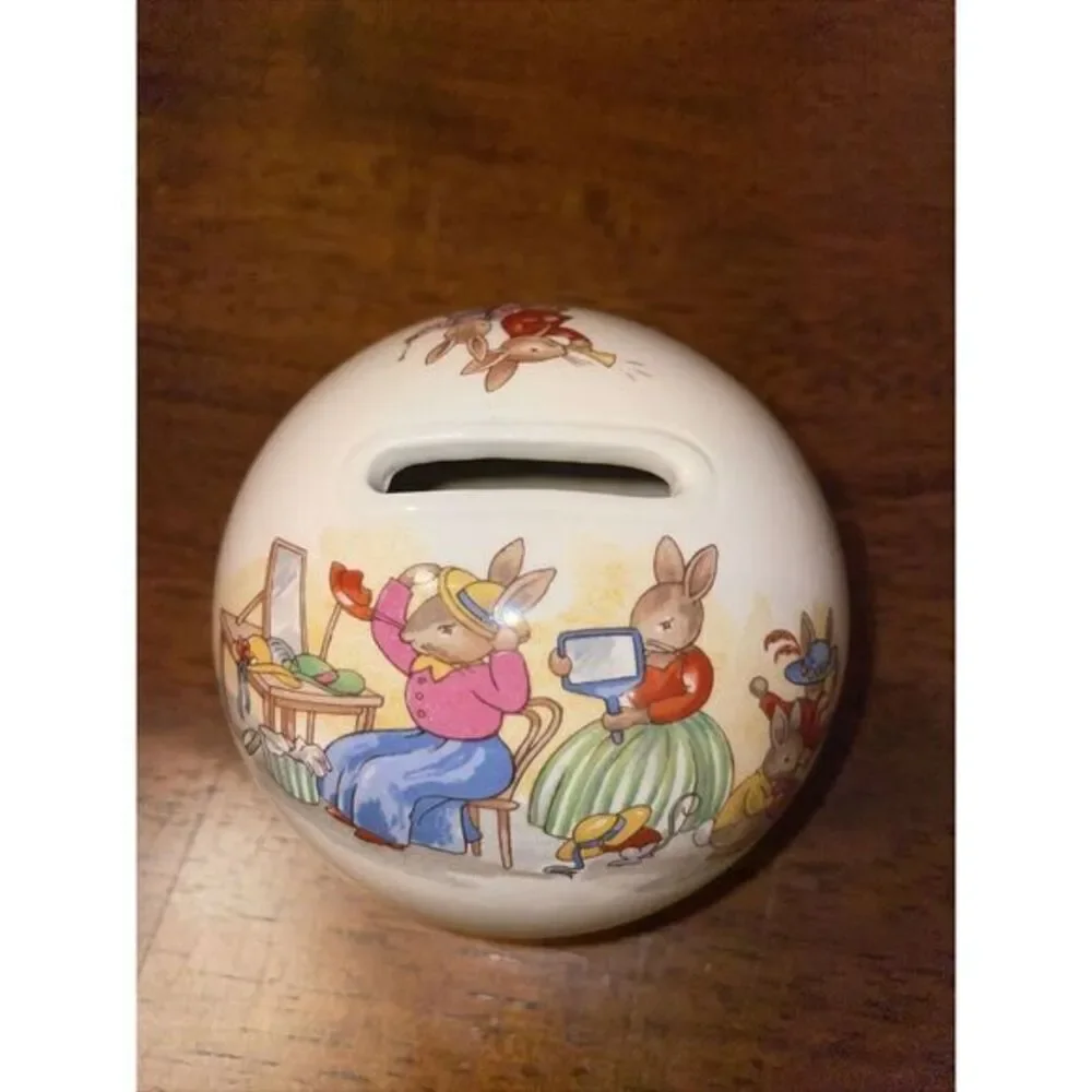 Bunnykins Royal Doulton 1984‎ Vintage Porcelain Round Coin Bank