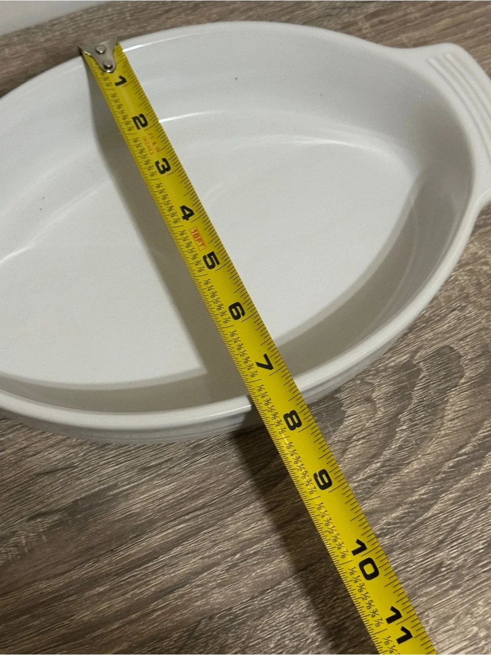 Le Creuset White Oval Au Gratin Casserole Baking Dish w/Handles, #18-11 NEW