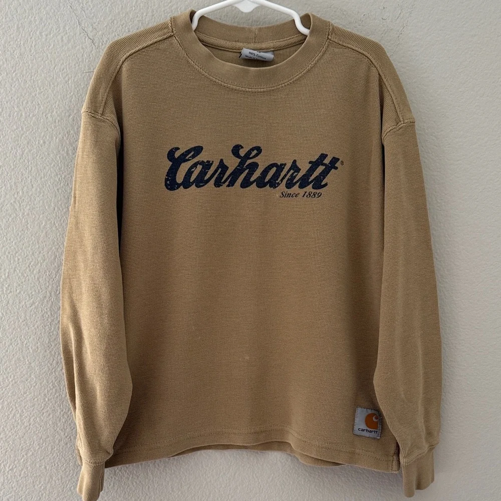 Carhartt Kids Waffle‎ Long Sleeve Tan Shirt Size Small