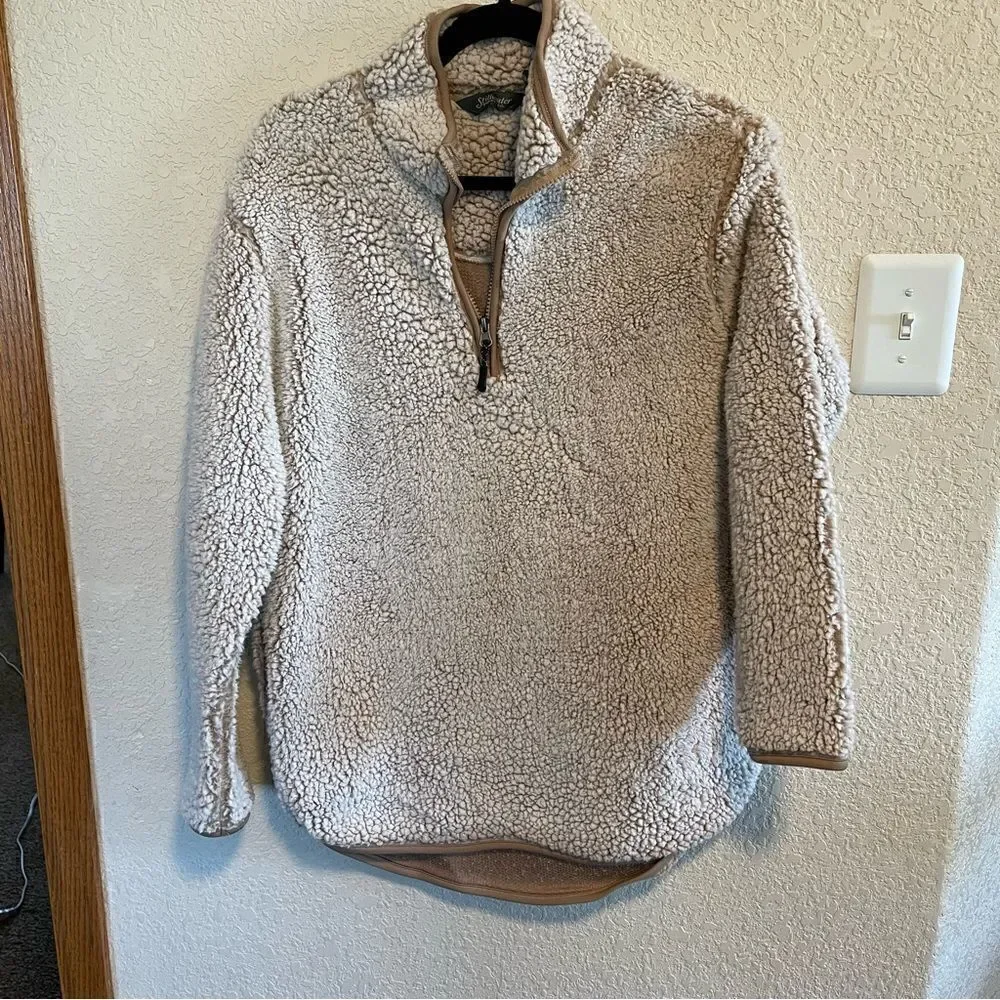 Stillwater Supply Co- Brown and Cream Sherpa ¼ Quarter Zip Pullover, Size Large