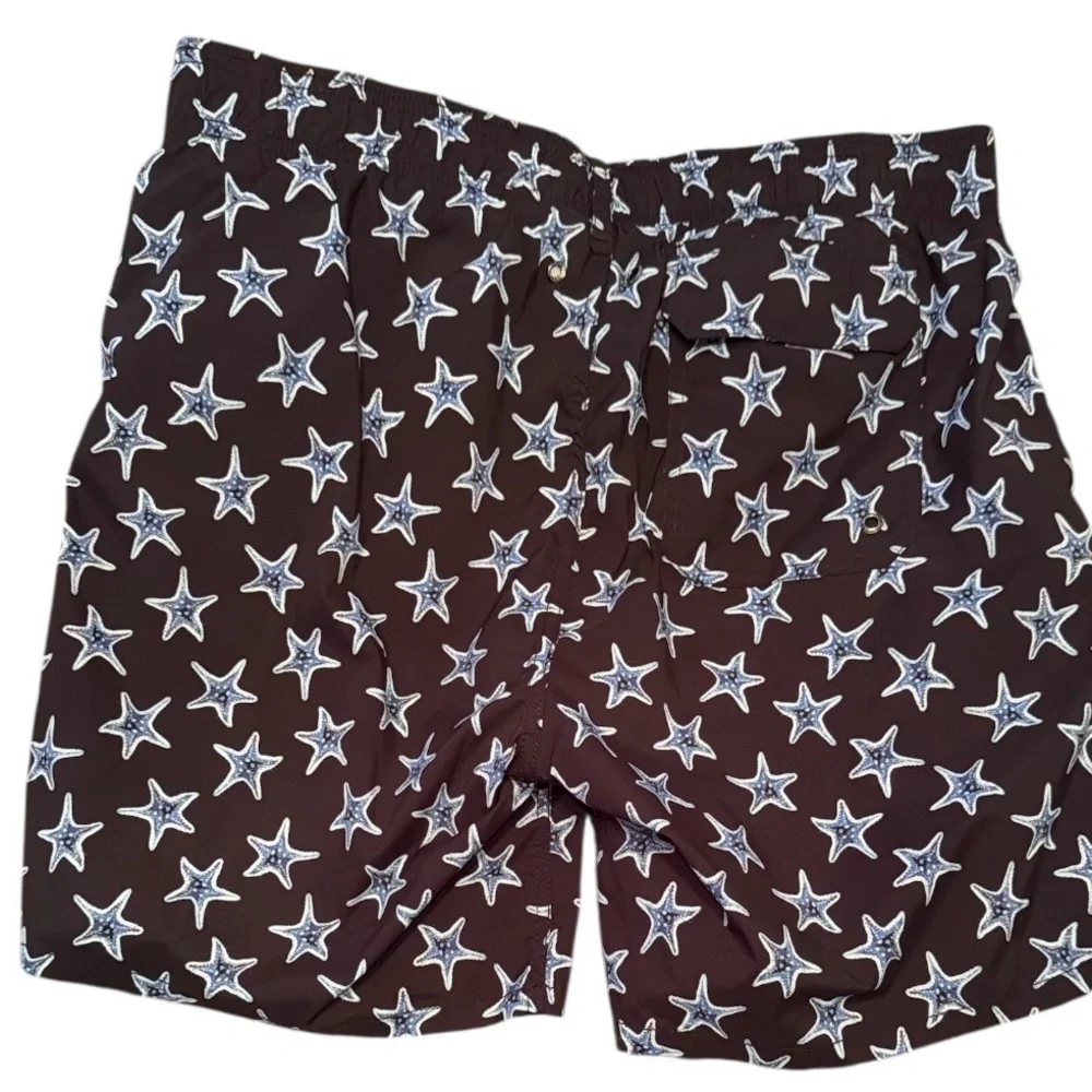 Bugatchi Cosmo Starfish Swim Trunks Size Large Black And Blue‎