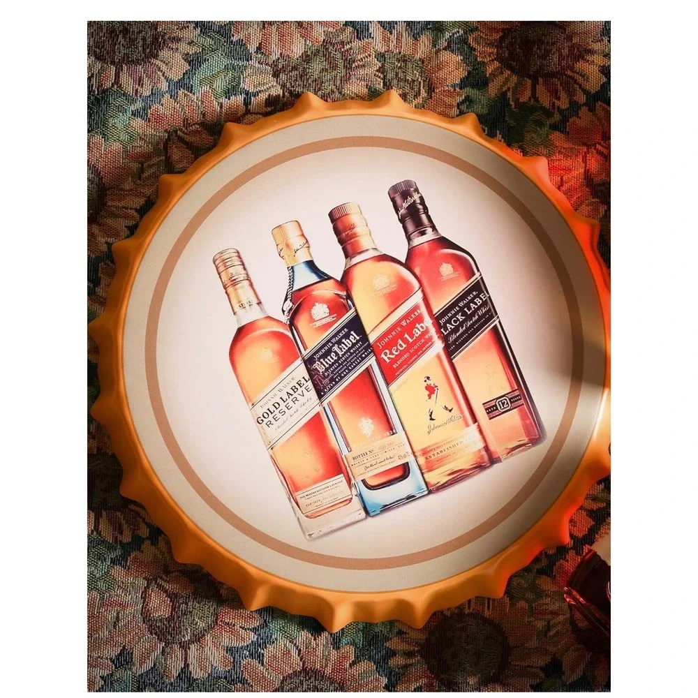 Johnnie Walker Scotch Whisky Metal Bottle Cap Wall Sign Bar Decor‎ 14 Inch NEW