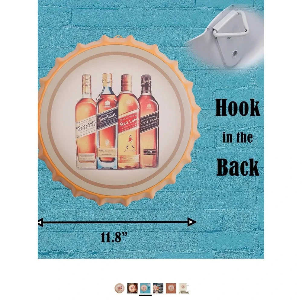Johnnie Walker Scotch Whisky Metal Bottle Cap Wall Sign Bar Decor‎ 14 Inch NEW