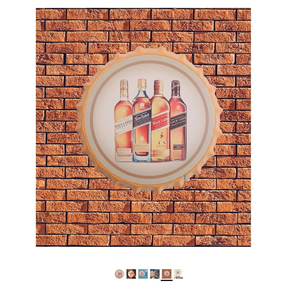 Johnnie Walker Scotch Whisky Metal Bottle Cap Wall Sign Bar Decor‎ 14 Inch NEW