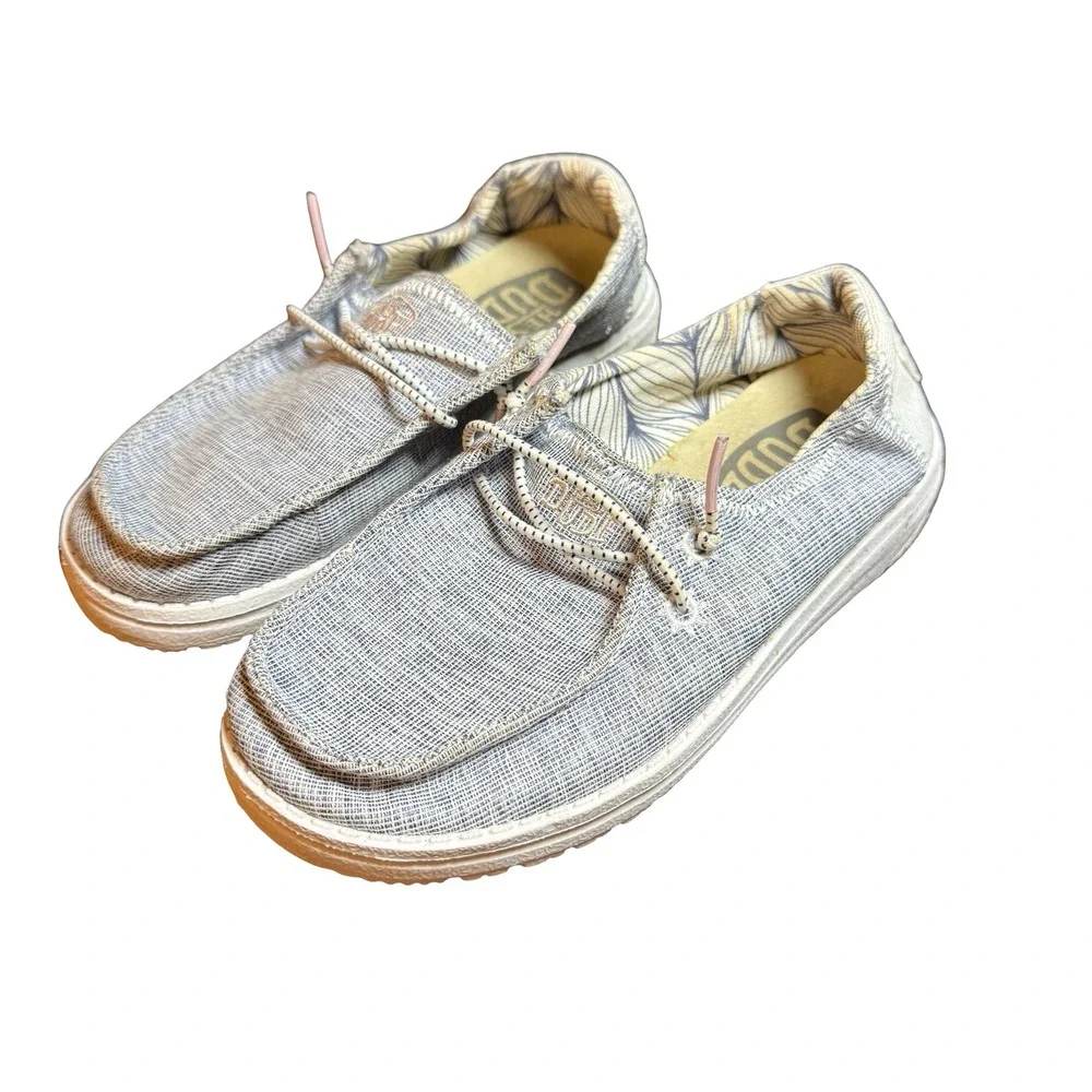 Hey Dude Wendy Youth Star Azora Blue White Slip On Loafers Shoes Kids Size Y1 L2