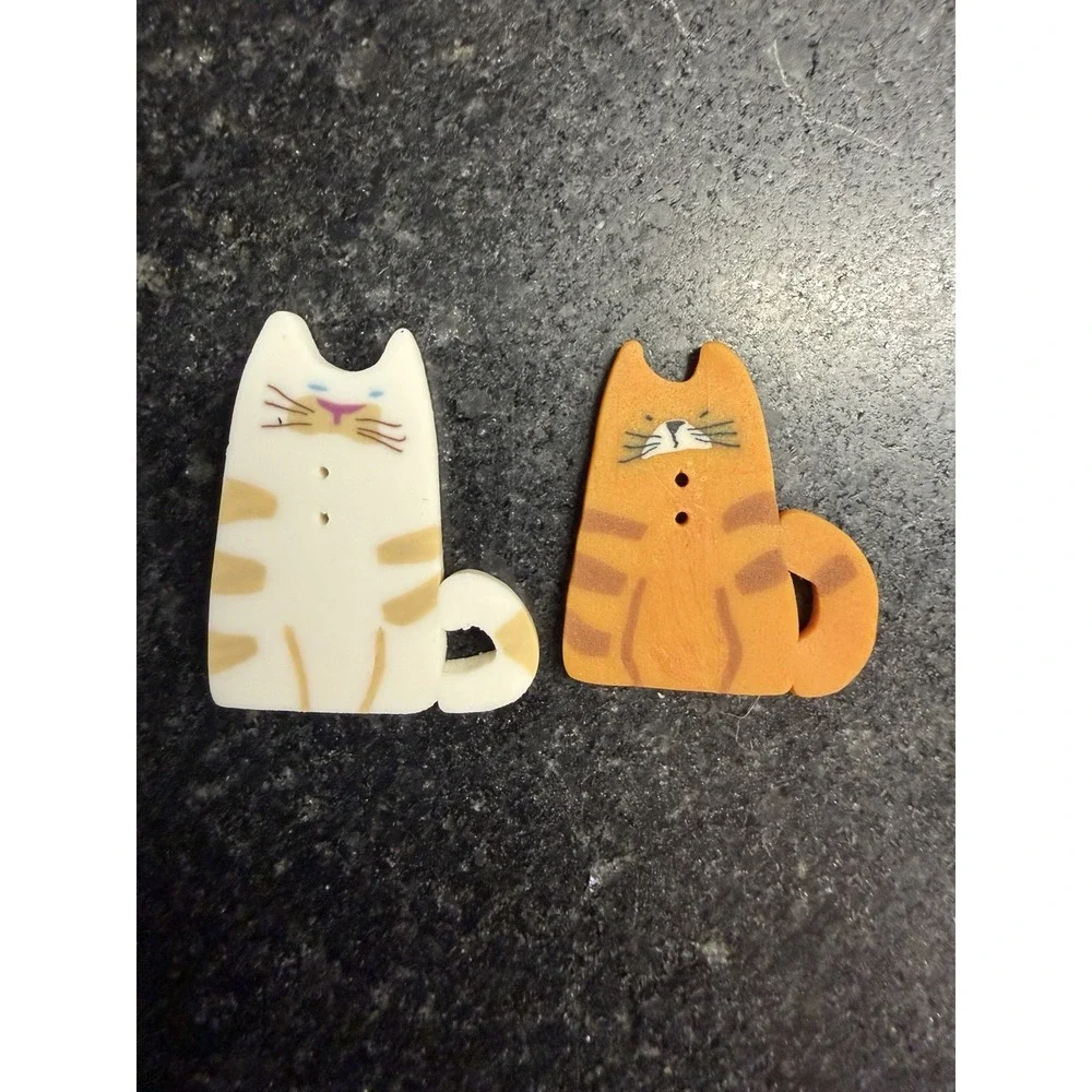 Vtg Laurel Burch‎ Cat Button Made By Dill + 5 Cat Buttons Sewing Craft