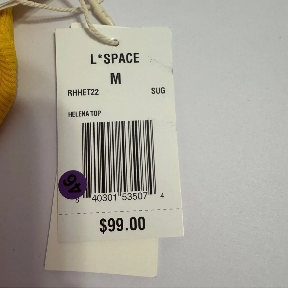 L*SPACE Helena Ribbed Bikini Top Mustard Yellow M NWT