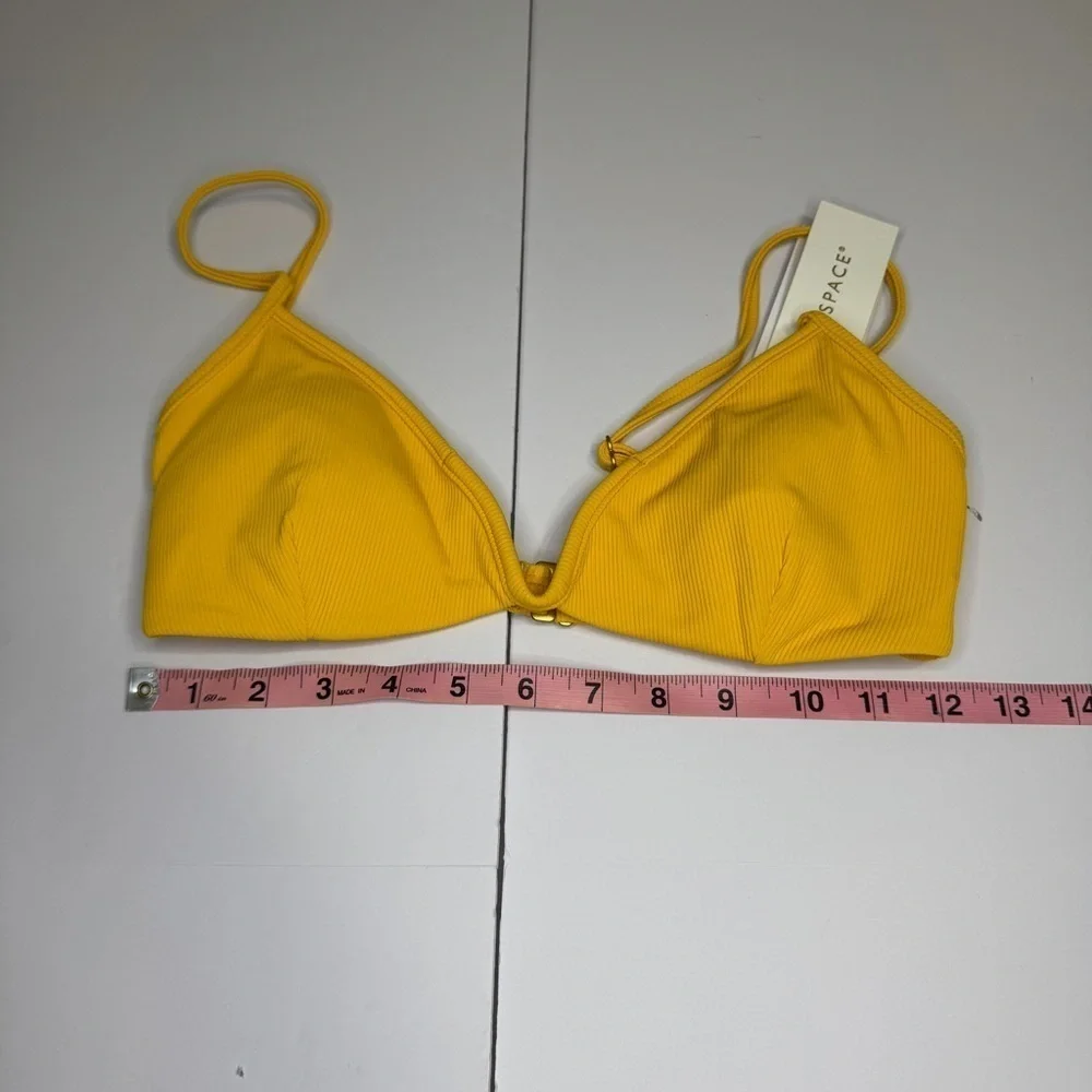 L*SPACE Helena Ribbed Bikini Top Mustard Yellow M NWT