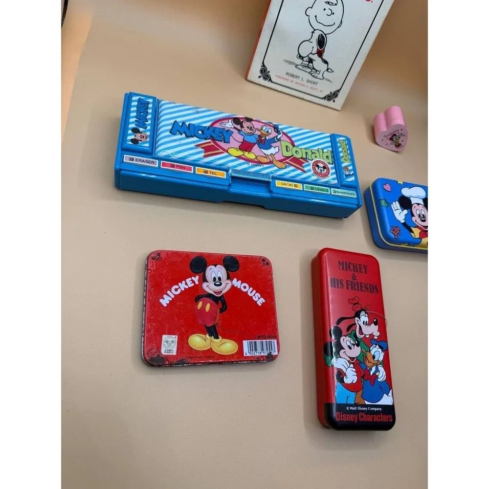 Vintage The Gospel According To Peanuts 1965 & Lot Of 5 Mickey Mouse Pencil Case