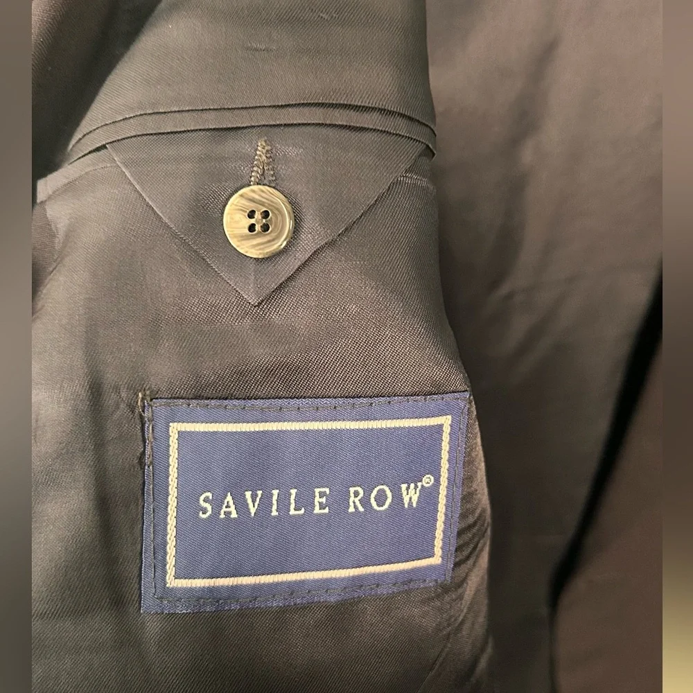 Savile Row Blazer‎ Mens 42R Black 2 Gold Button 100% Pure Wool Sports Coat