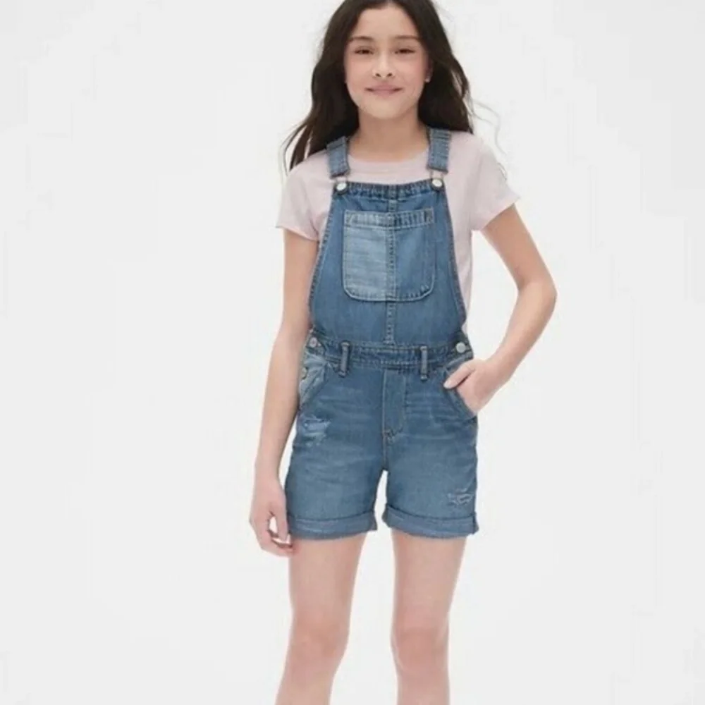 GAP Kids Distressed‎ Denim Shortalls Size Medium (M) Girls