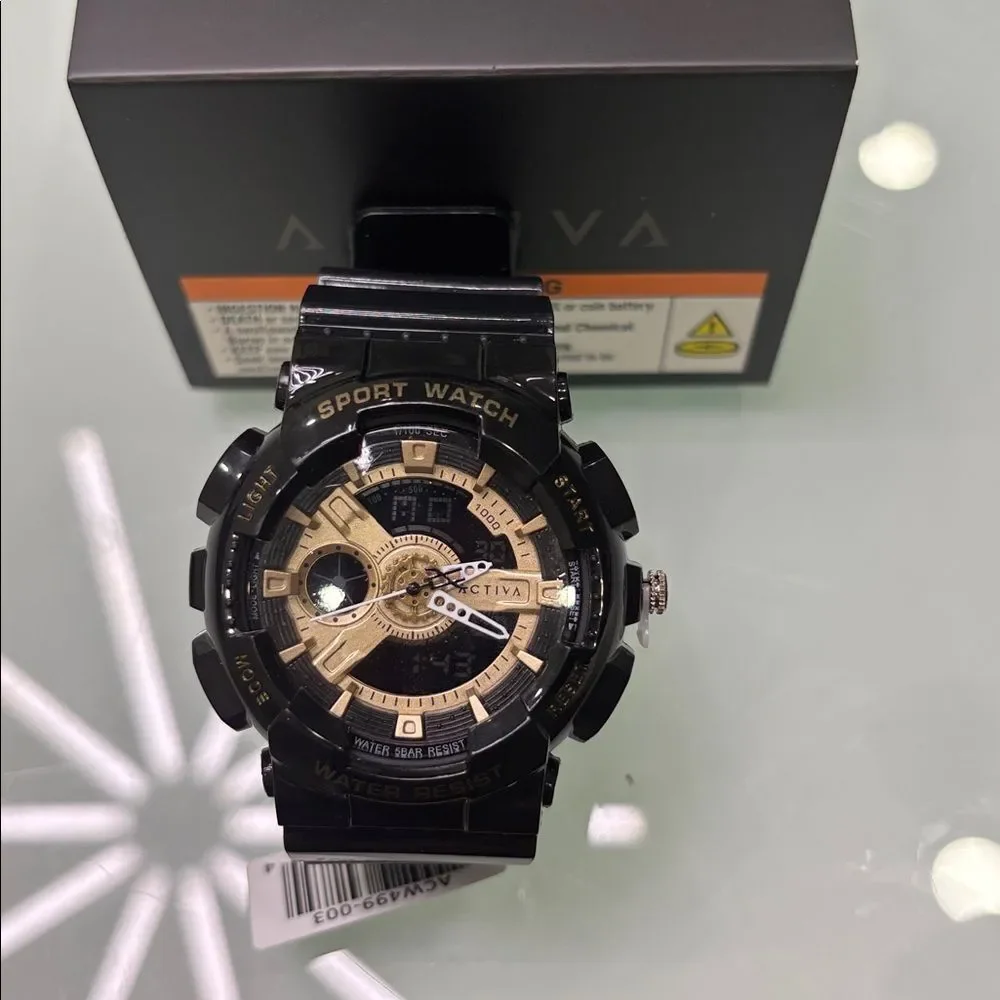 Ativa Men's Black and Gold Sport Watch
