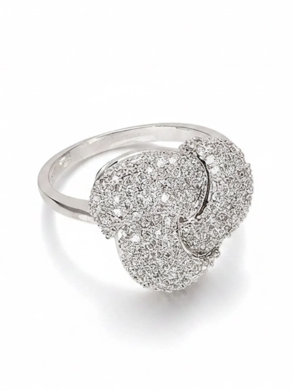 Womens Silver Tone Zirconia Knot Statement Ring Size 9