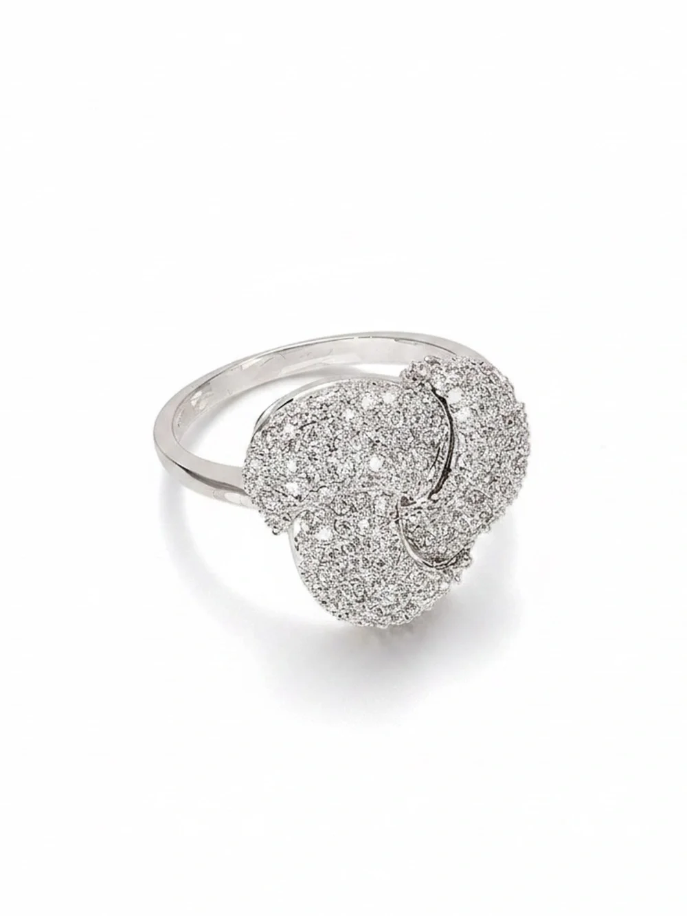 Womens Silver Tone Zirconia Knot Statement Ring Size 9
