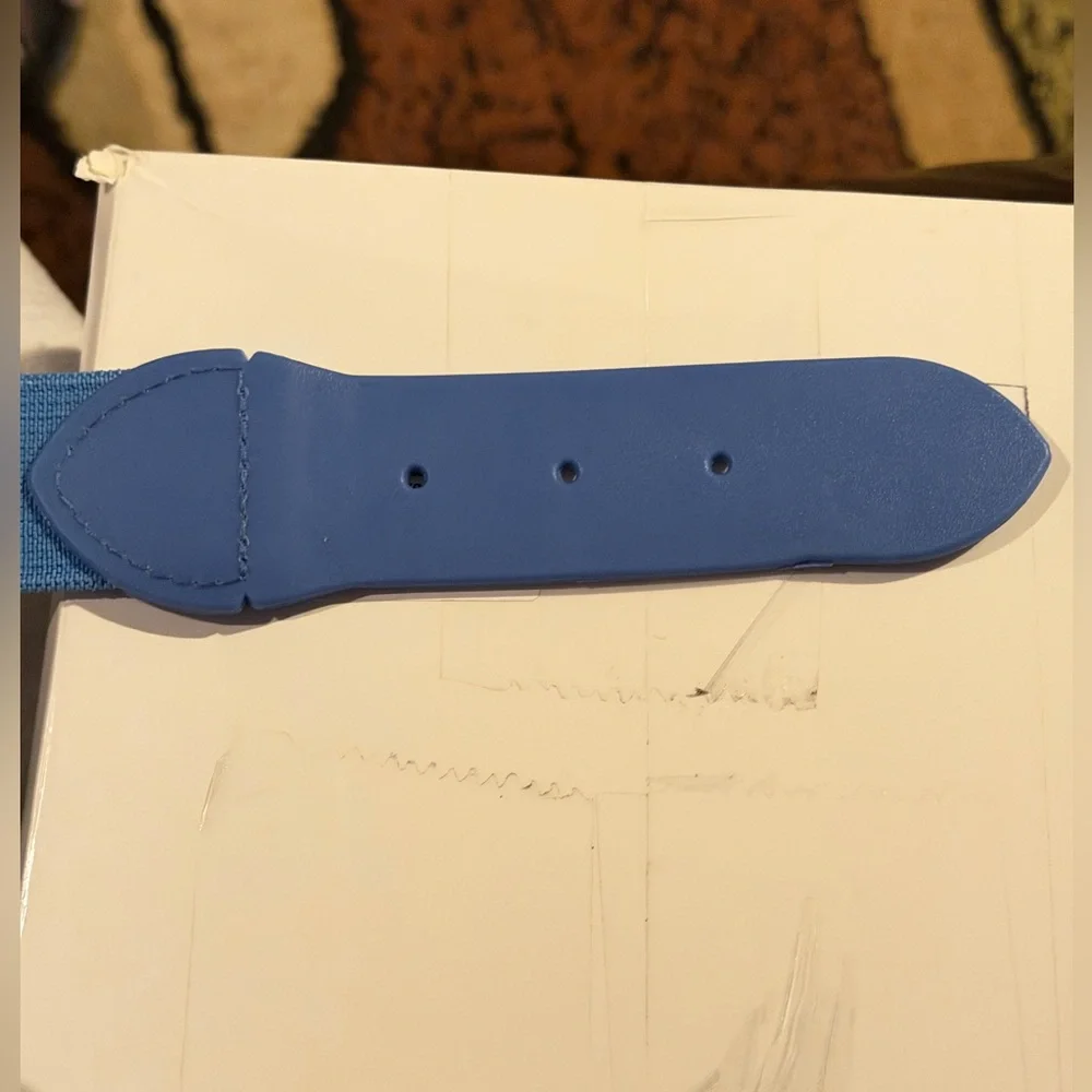 Unisex Kids Blue Elastic Stretch Belt with Silver Buckle Size 7