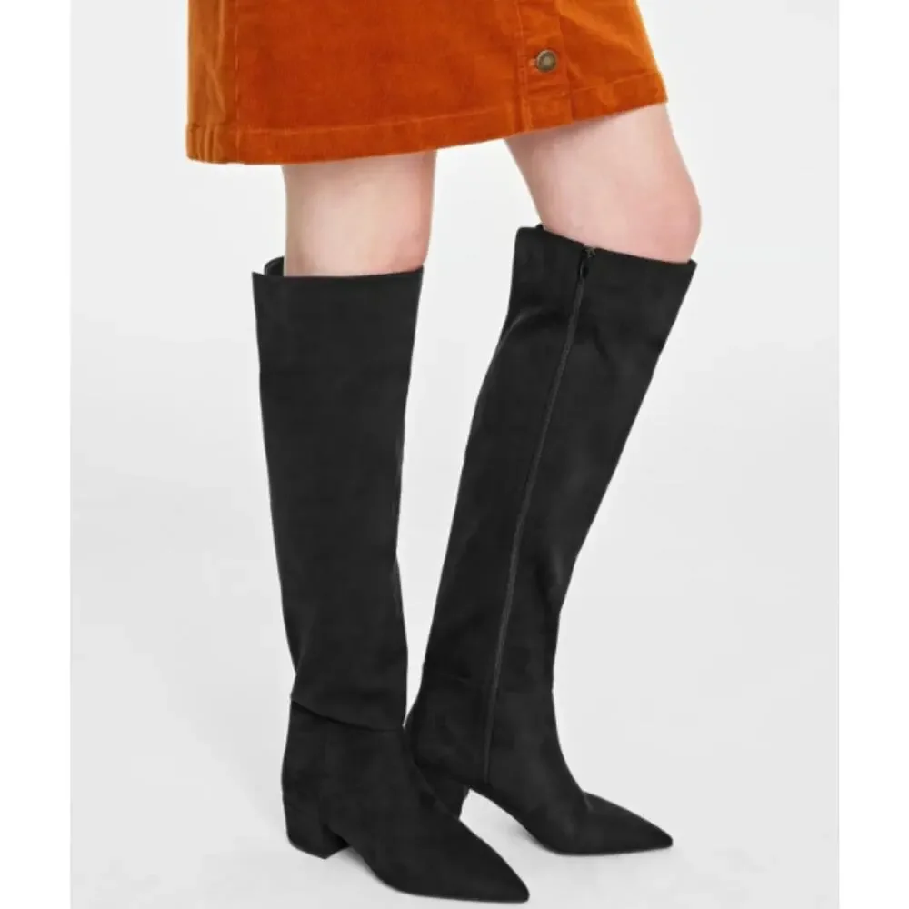 NEW On 34th Gabriellaa Over-The-Knee Boots 5M Micro Suede Black Pointed Toe
