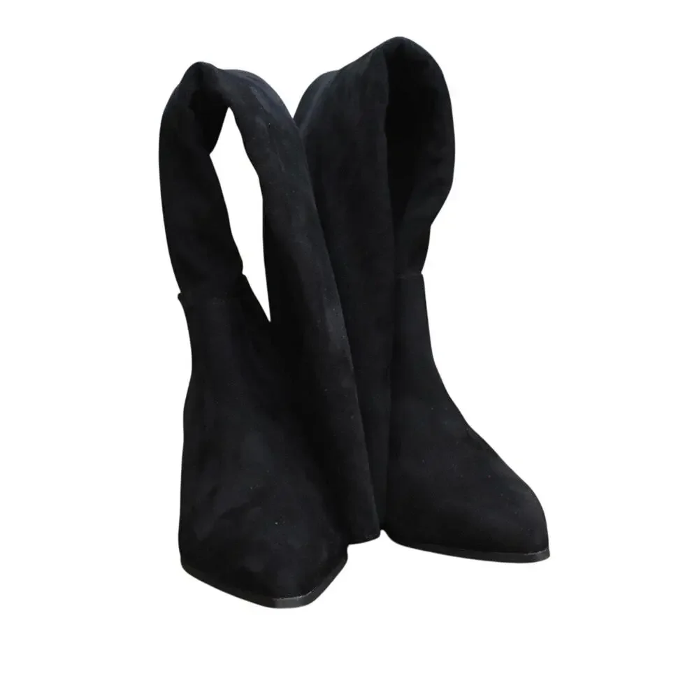 NEW On 34th Gabriellaa Over-The-Knee Boots 5M Micro Suede Black Pointed Toe
