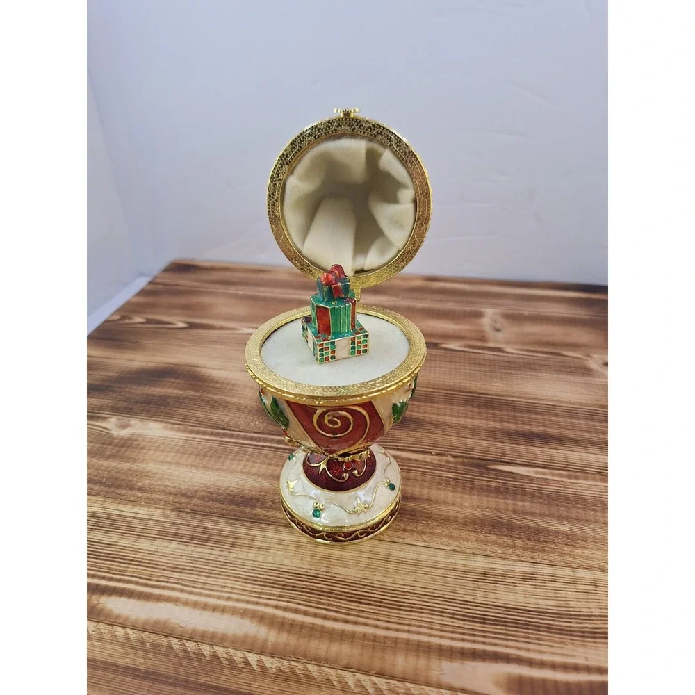 Ornate Decorated Christmas Egg Music Box 
