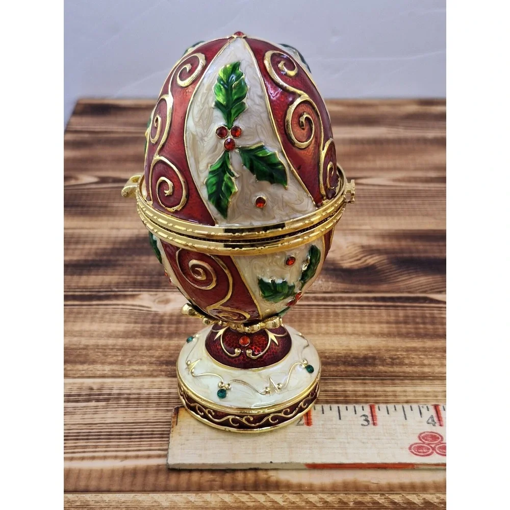 Ornate Decorated Christmas Egg Music Box 