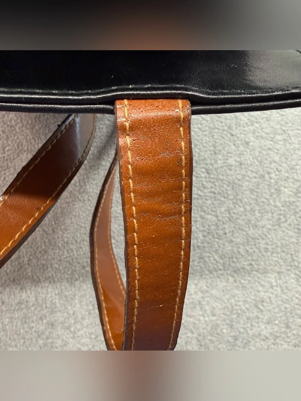 Moda Italiana Two Tone Leather Trim Purse Bag Brown Black Gold Tone Closure