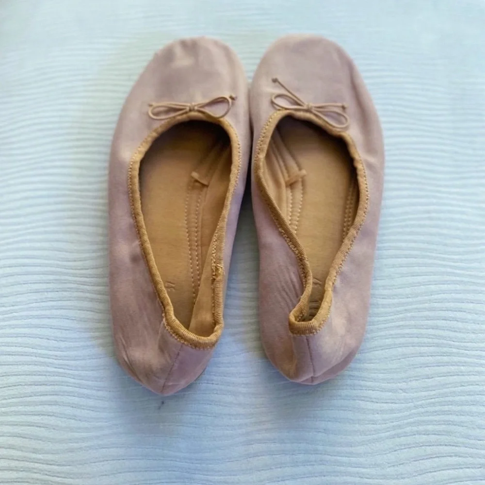 Zara girls Dusty pink bow detail spring Easter ballet flats shoes size 5 youth