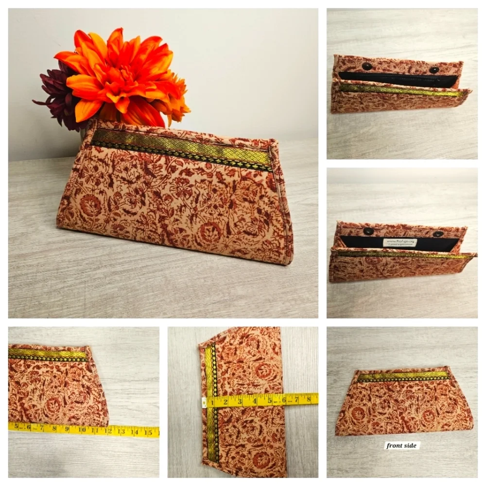 ❤️ Indian Handmade Floral Clutch Boho Ethnic Print Foldover Wallet Bag Classy