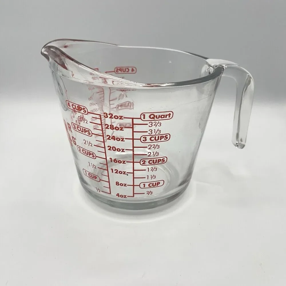 Anchor Hocking 4 Cup Glass Measuring Cup 32oz Red Lettering #8