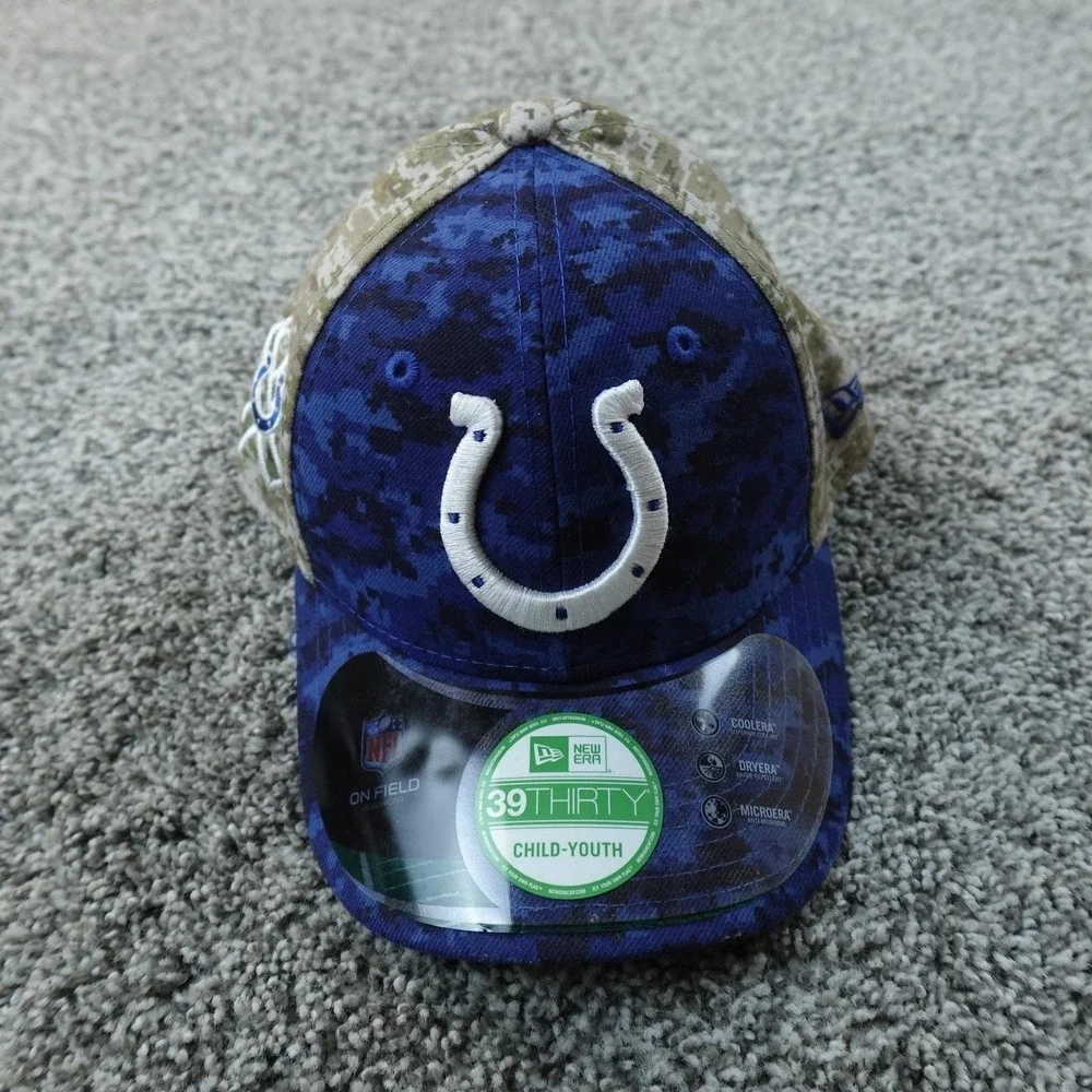 Indianapolis Colts Hat Cap Boys One Size Fitted Blue Camo NFL Football New Era