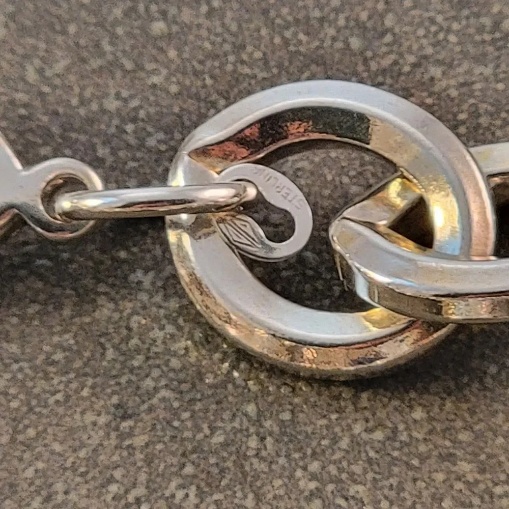 Sterling Heavy Beveled Chunky Cable Statement Chain Link Bracelet