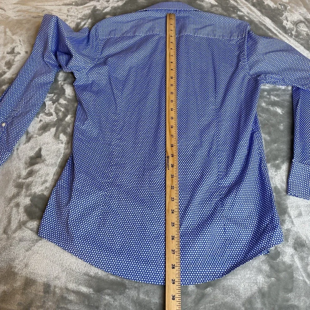 Dan John Dress Shirt Cotton Spandex Button Up Long Sleeve Size Medium Blue Italy