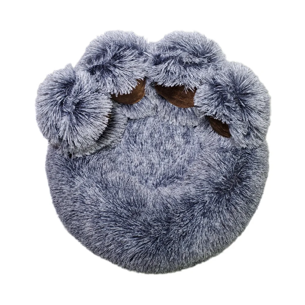 Pets Dog Bedding Comfy Fuzzy Small Round Bear Paw Shaped Plush Dog Cat Pet Bed