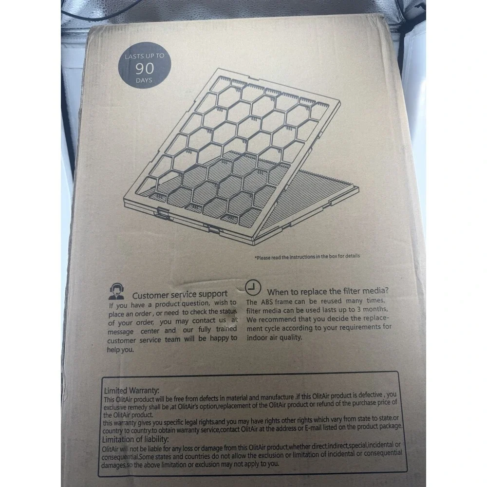 OlitAir 14 x 20 x 1 MERV 8 Air Filter, Reusable ABS Plastic Frame, 4 Filters NEW