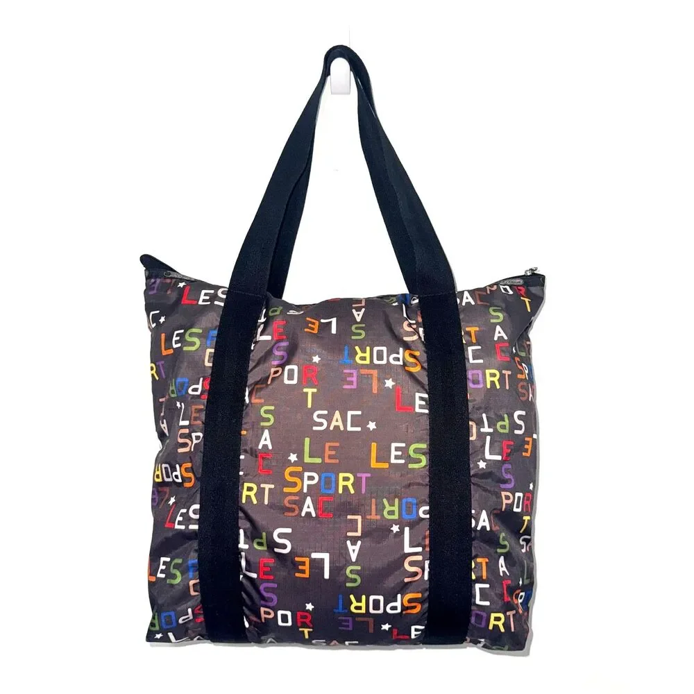 LeSportsac Multicolor Large Logo Tote Bag - Black/Rainbow