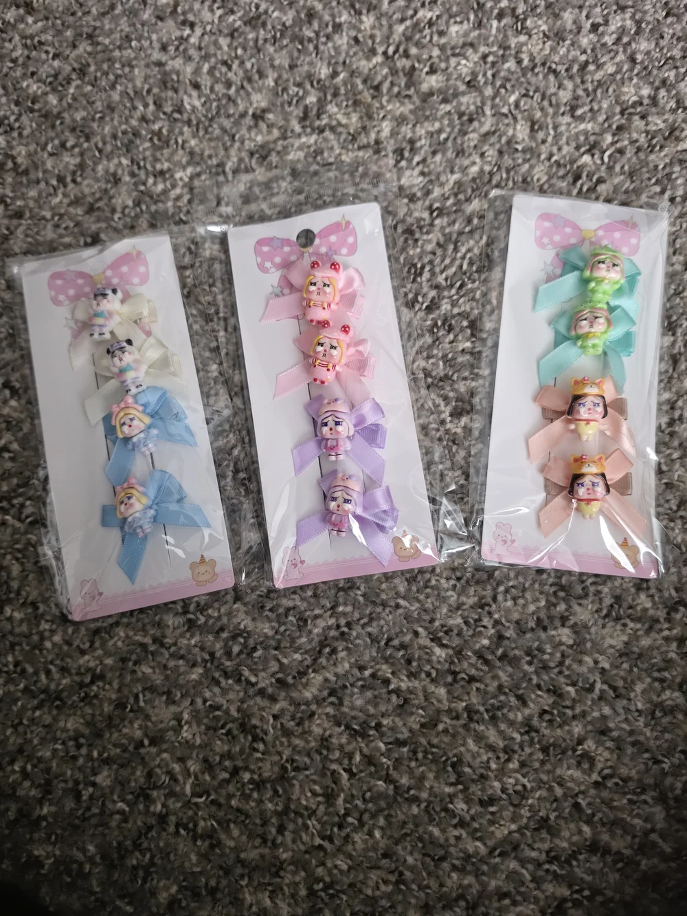 Cute Princess Bow Hair Clips Set - 3 packs of 2 sets of ties each