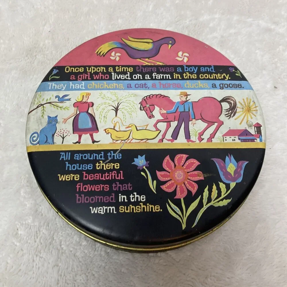 vtg katherine beecher butter mints pennsylvania Dutch tin metal container