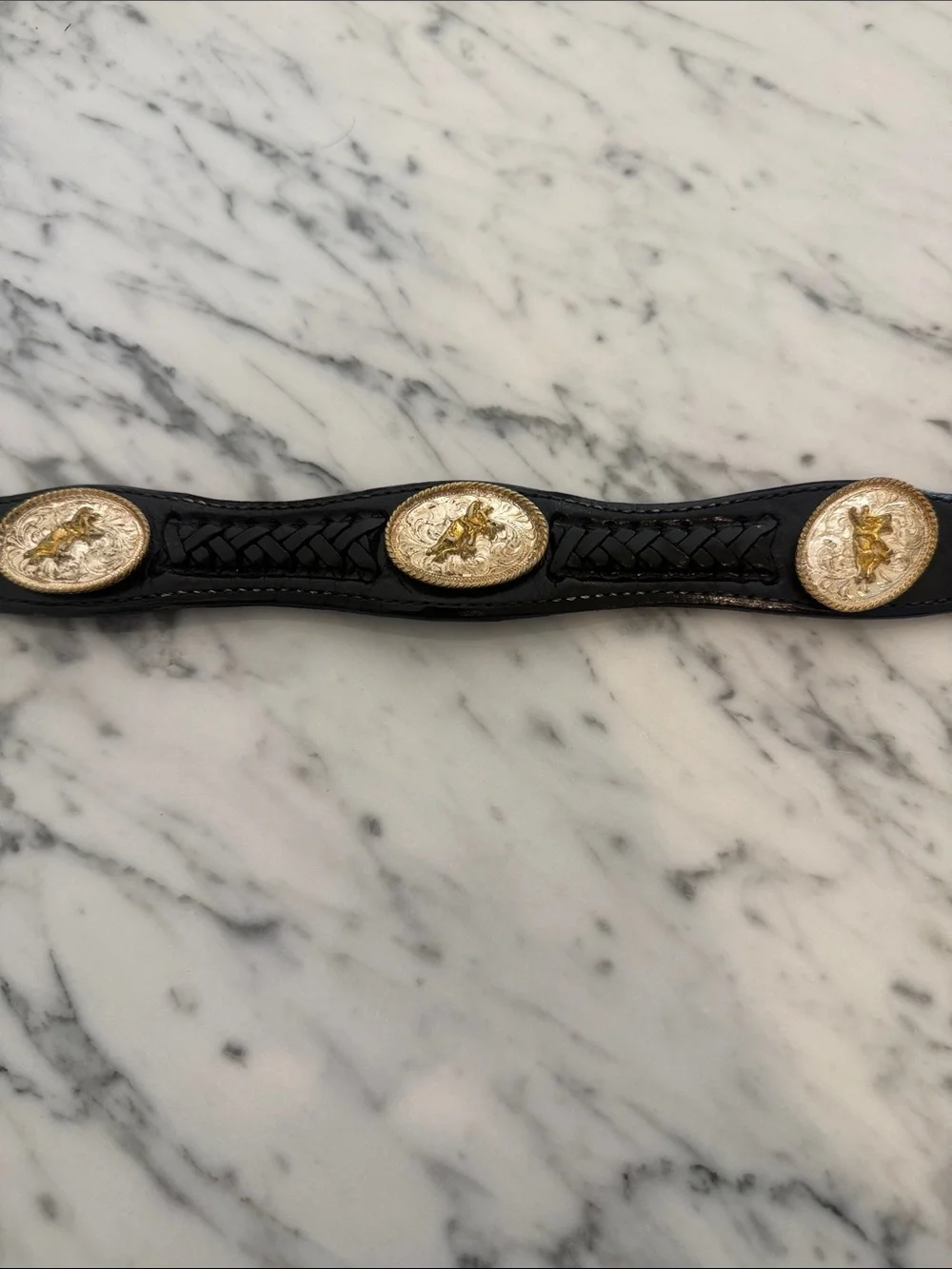 Western Concho Leather Belt - Brown