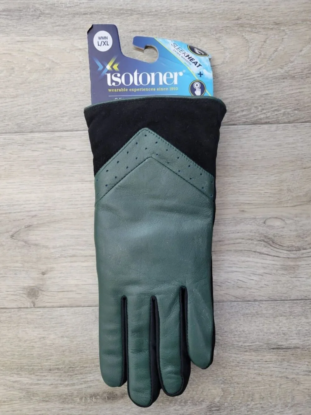 Isotoner Women's L/XL Leather Gloves Sleek Heat Extra Warmth Smart Touch