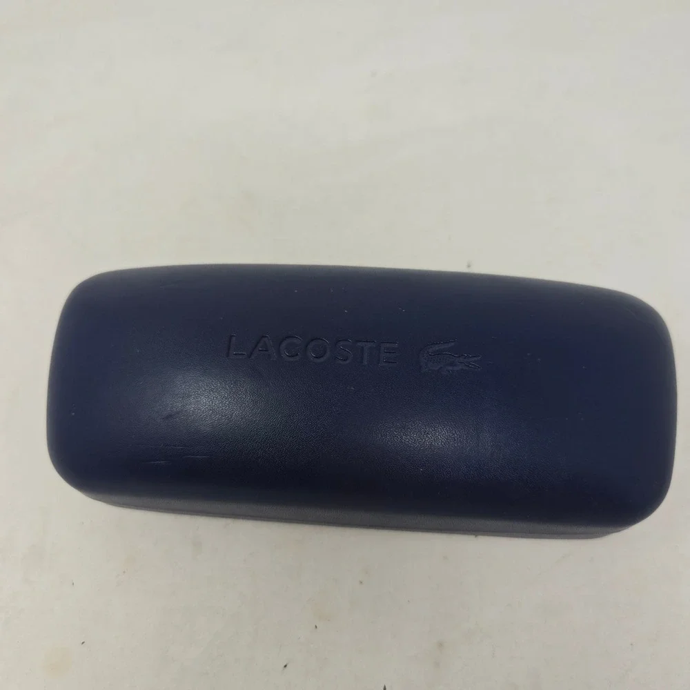 Lacoste Navy Blue Hard Shell Eyeglass Case With Logo And Quote PRC-JS-01