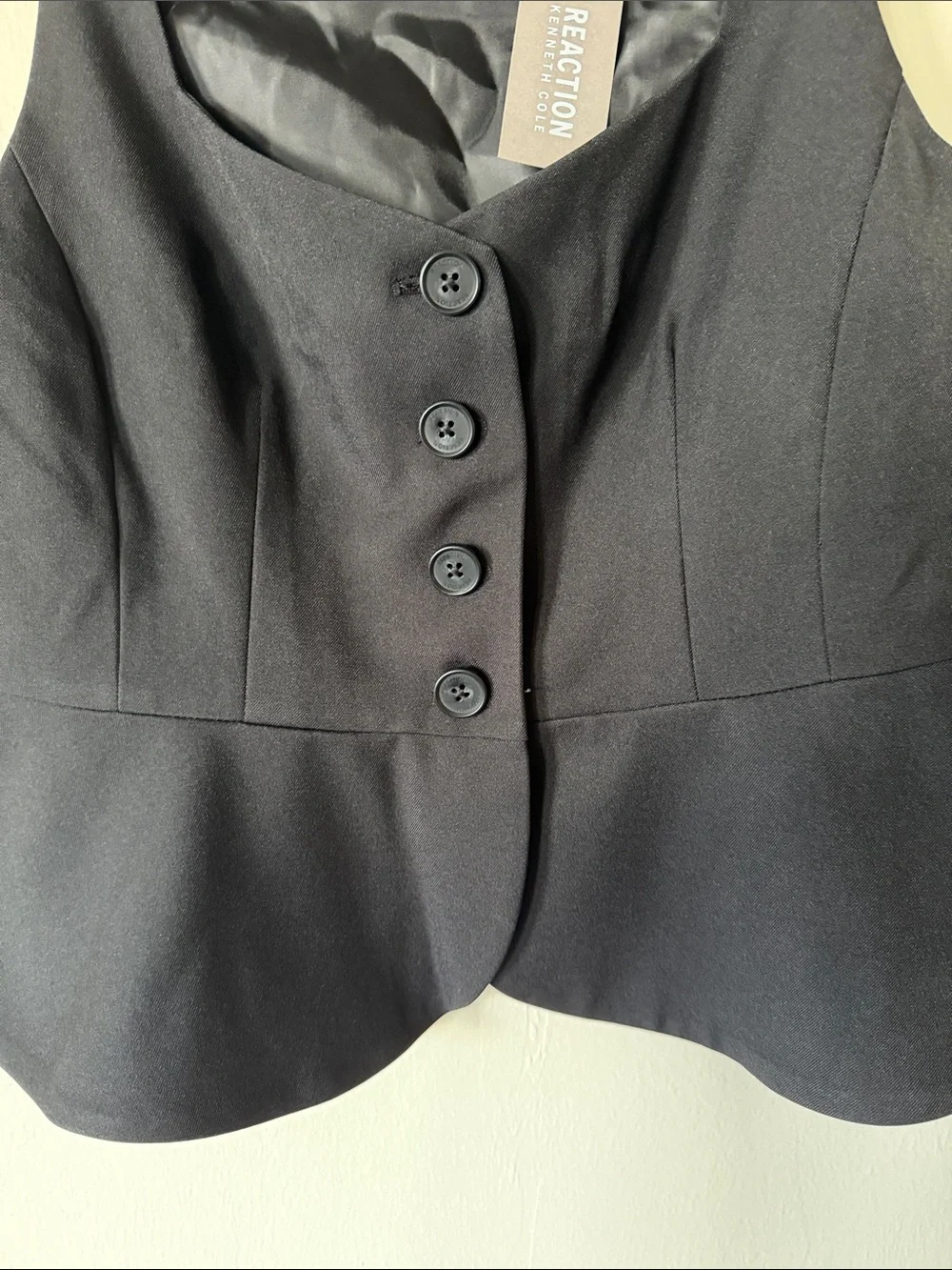 Reaction Kenneth Cole -Black Sleeveless Button Front Peplum Vest