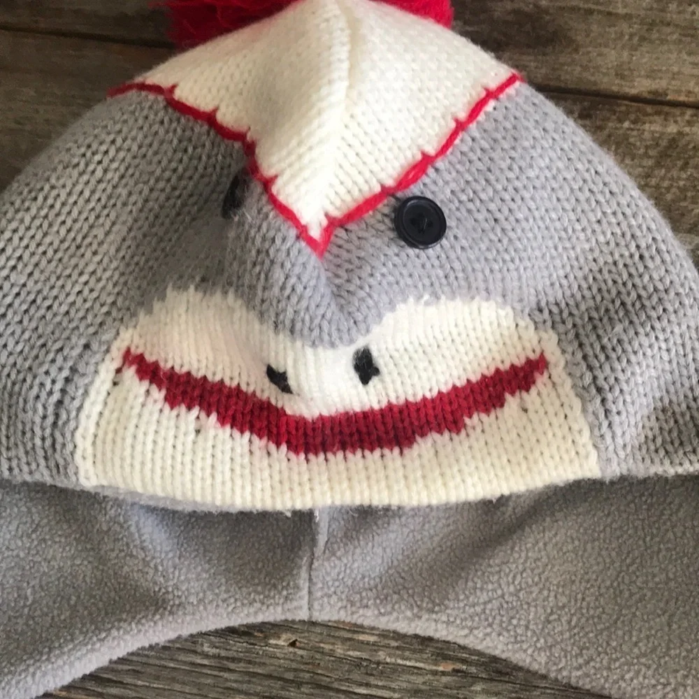 Sock Monkey Ear Flap Beanie With Tassels
