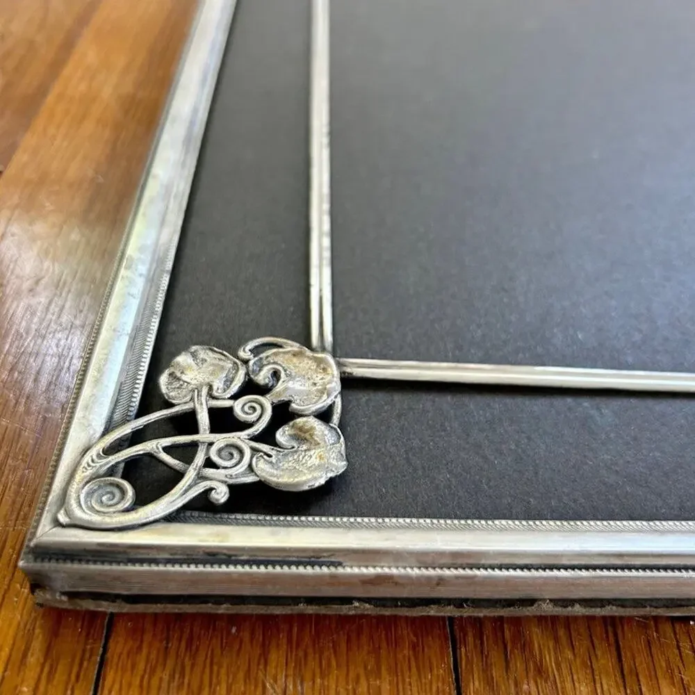 Vintage Silver Plated Repousse Picture Frame NO GLASS with Black & White Photo
